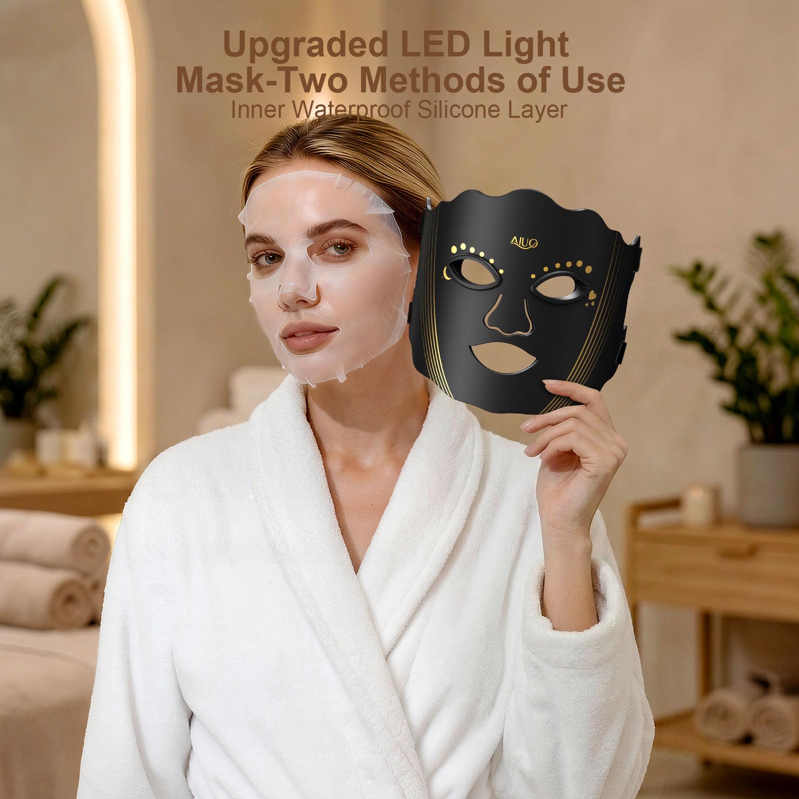 AIUO máscara de luz roja con diseño negro y acabado pulido