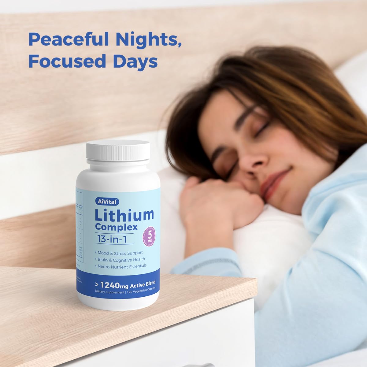 AiVital Lithium Orotate 5mg, uso diario: soporte para concentración y equilibrio.