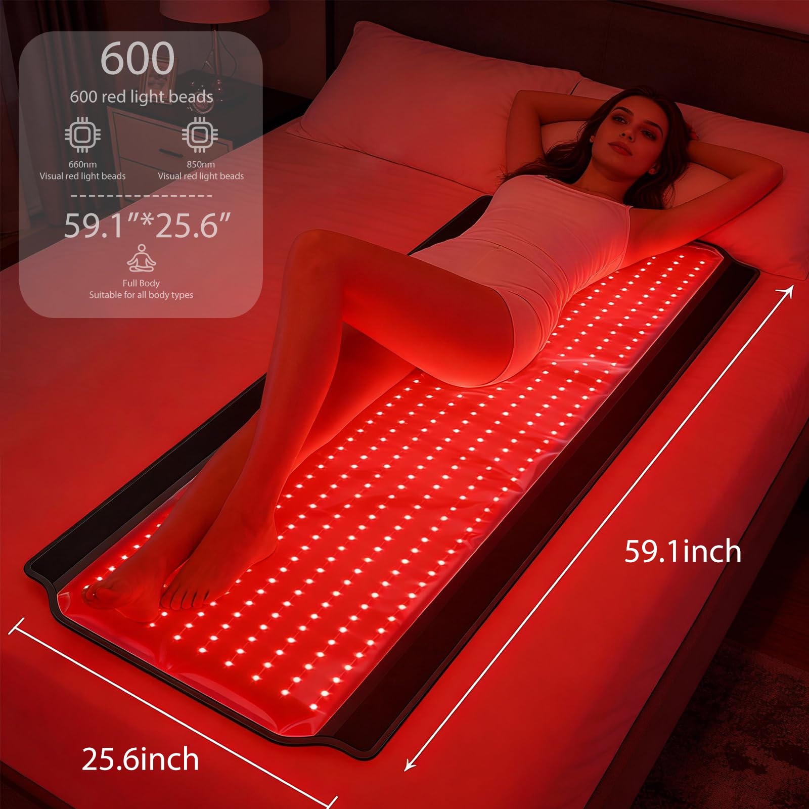 AIWOXING manta terapia 600 diodos emisores de luz, energía precisa para sesiones en casa.