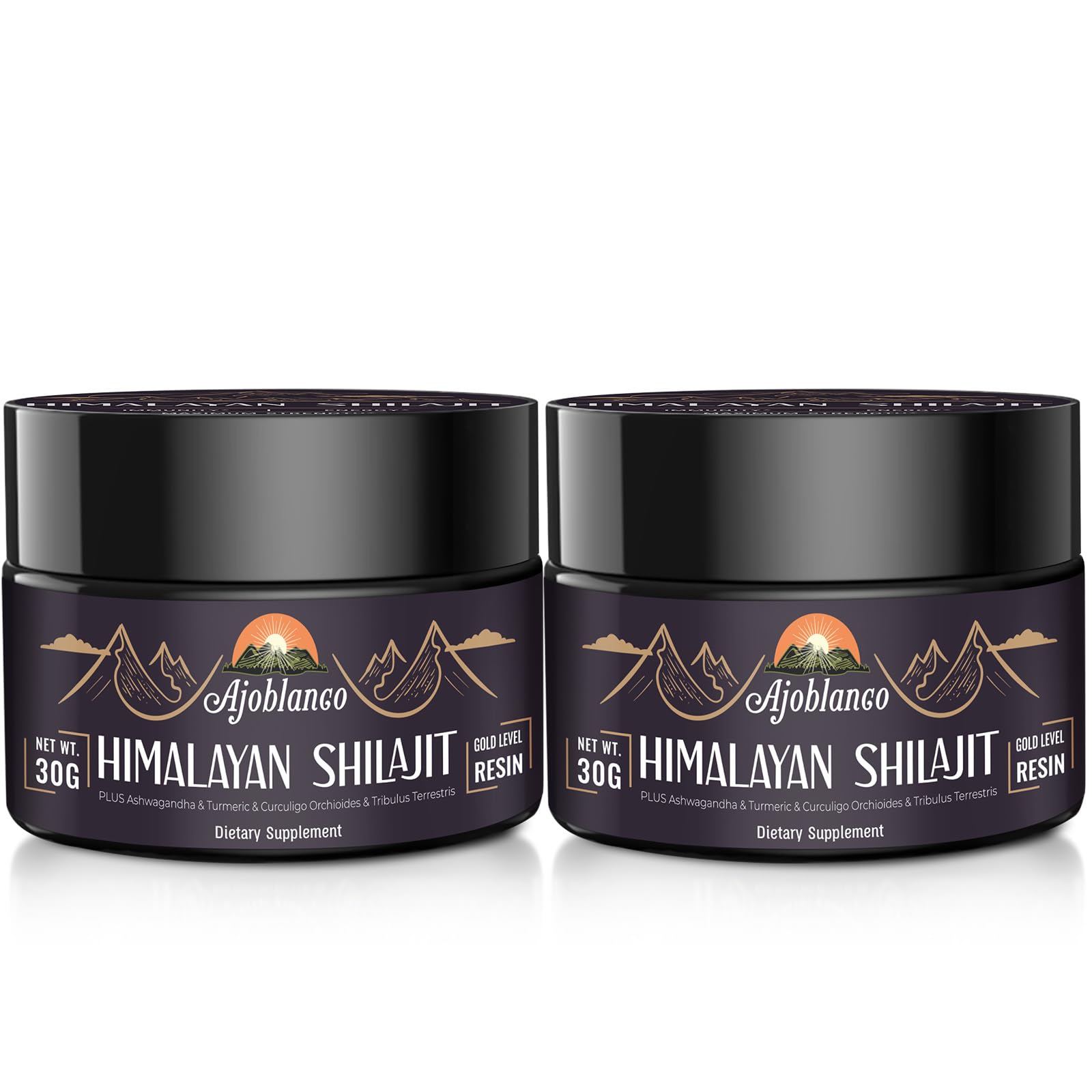 Ajoblanco Shilajit: resina orgánica 600 mg en bote, lista para uso diario.