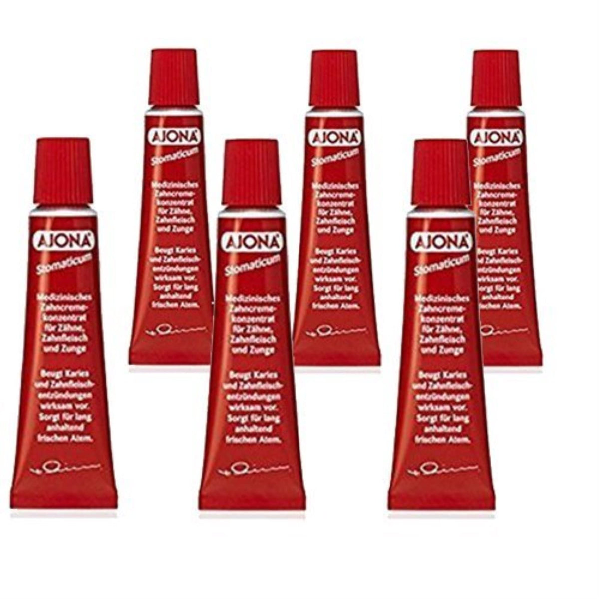 Pasta de dientes Ajona Stomaticum, 25 ml, pack 6, cuidado bucal diario.
