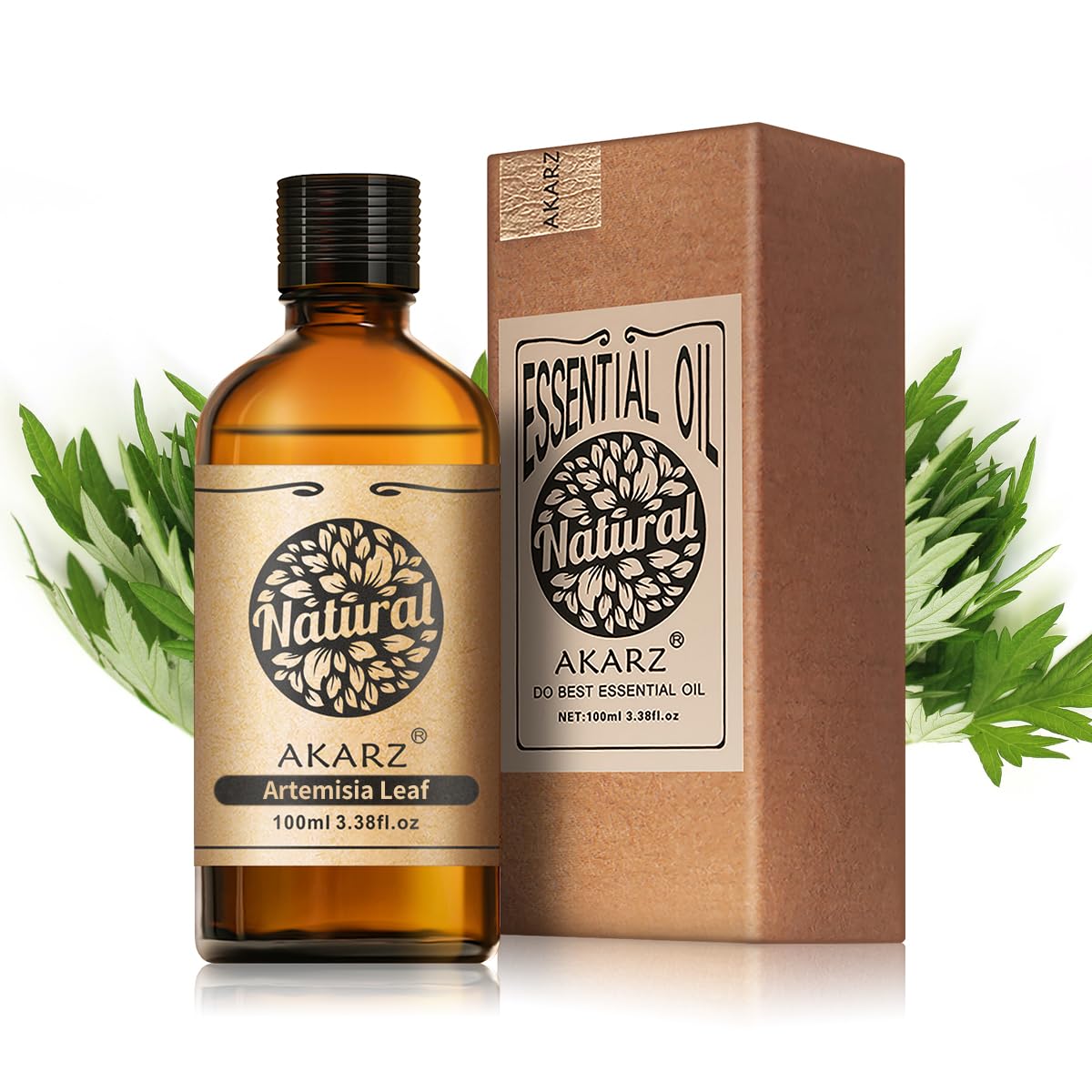 AKARZ aceite esencial artemisia en hojas, aroma herbáceo fresco para spa en casa.