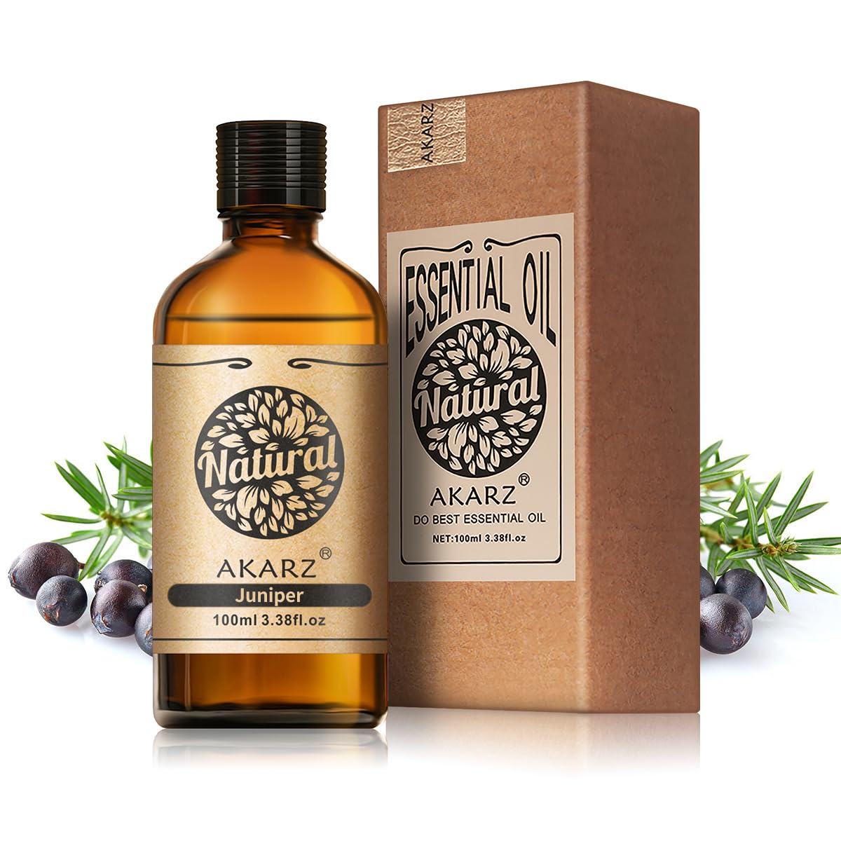 AKARZ aceite esencial de enebro, frasco de 100 ml, aroma natural para aromaterapia