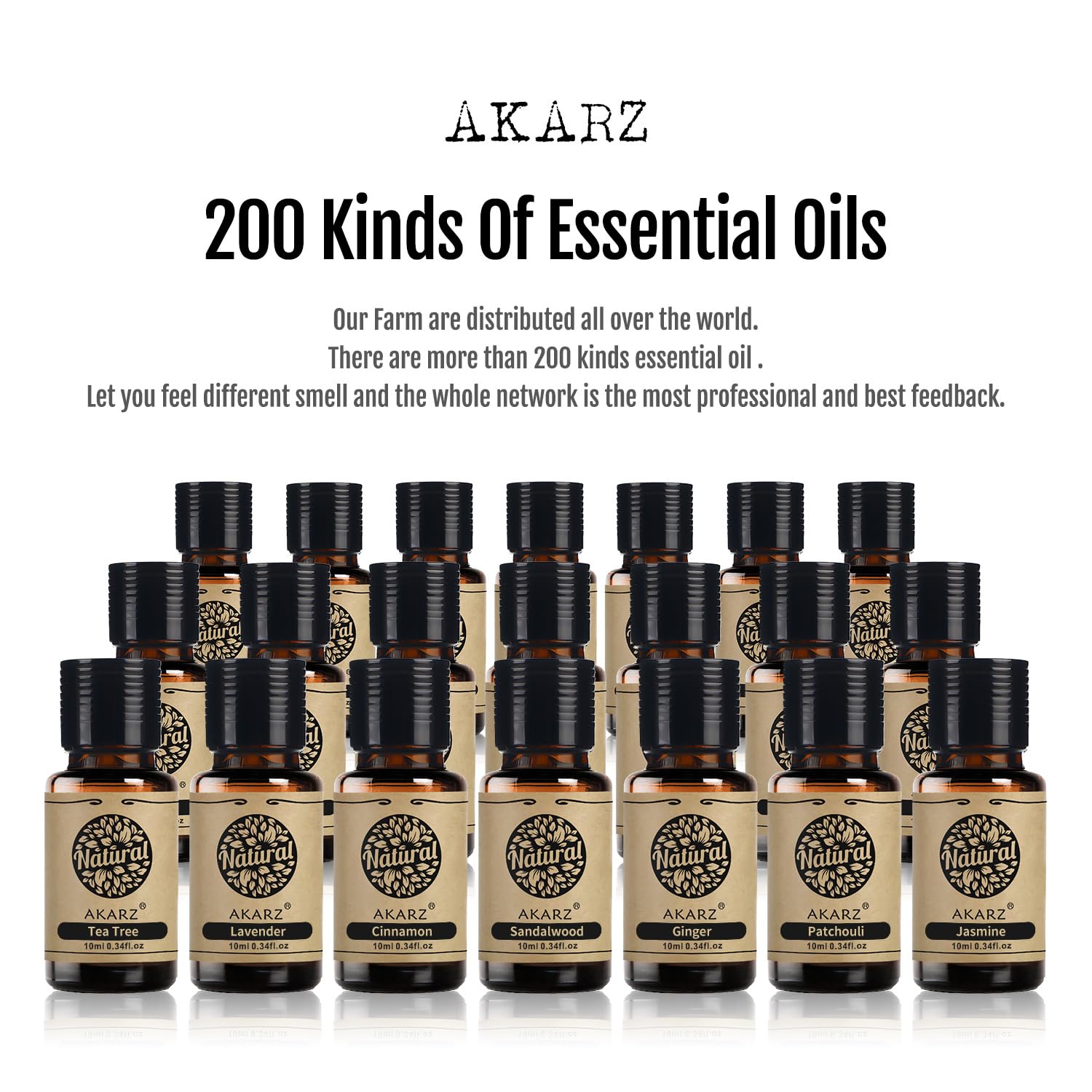 AKARZ Jazmín: envase ambar de 100 ml mantiene pureza y aroma.