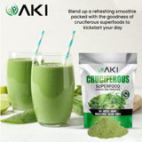 Vaso con batido verde AKI ORGANIC, color atractivo y textura suave