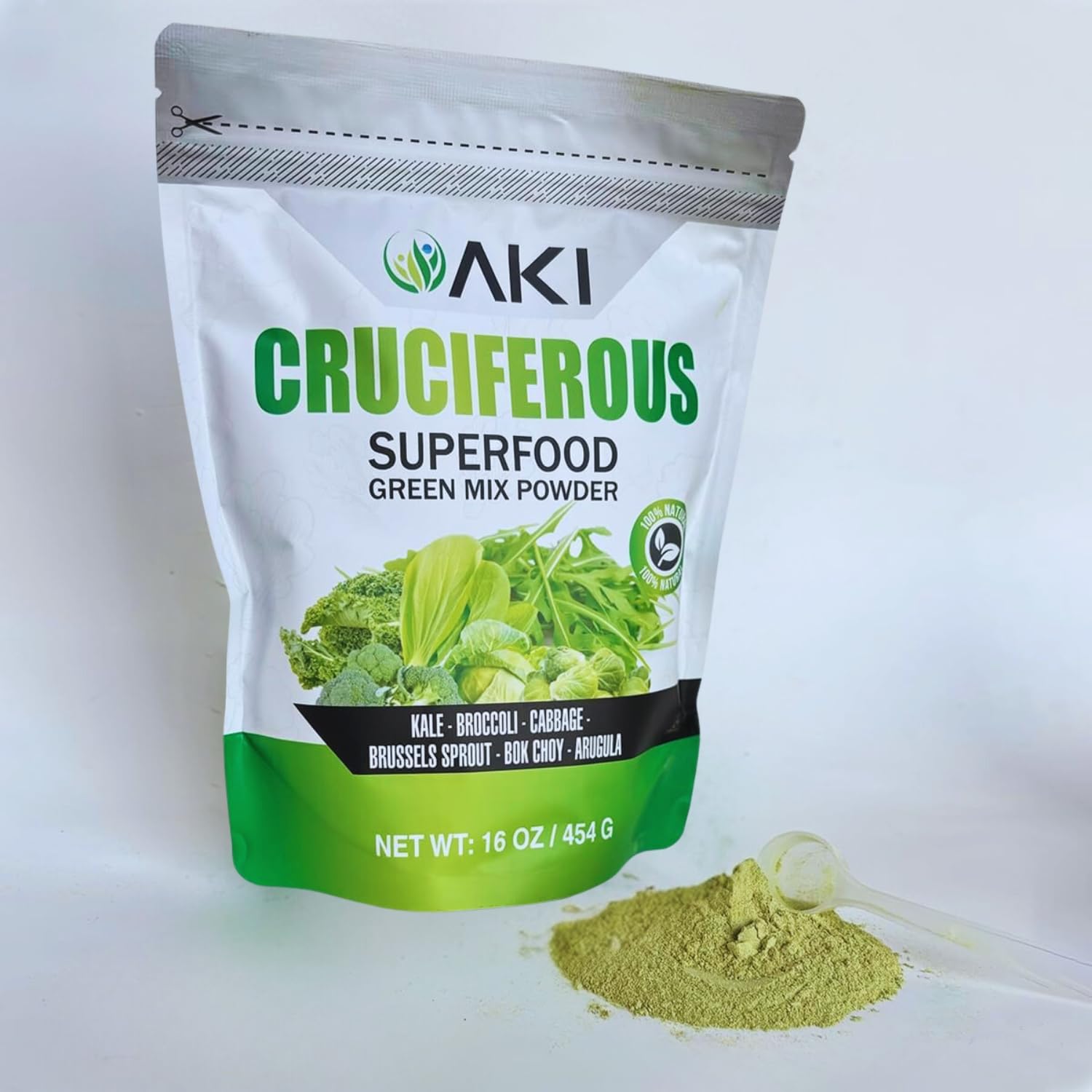 Tazón con mezcla verde AKI ORGANIC para batidos o tazones