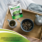 Mezcla verde AKI ORGANIC para yogur o avena, desayuno rápido y saludable