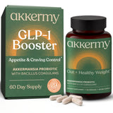 Akkermy Probiotic frente a la botella, soporte diario para el bienestar digestivo.