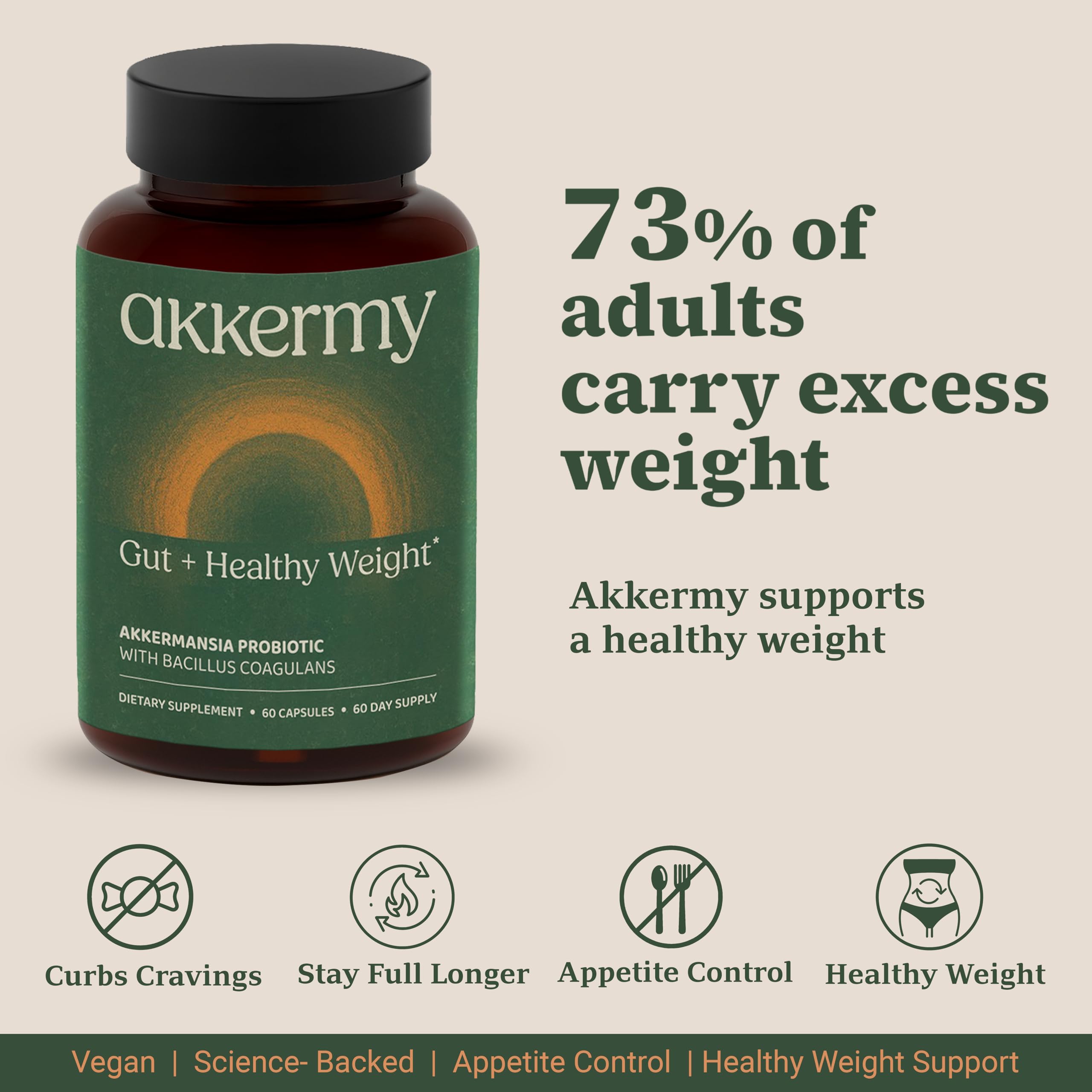 Etiqueta de Akkermy Probiotic con B2-D3, énfasis en inmunidad y energía diaria.