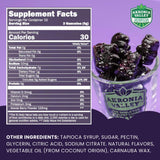 Gomitas Akronia Valley Aronia, textura masticable en primer plano, fáciles de consumir en cualquier momento.