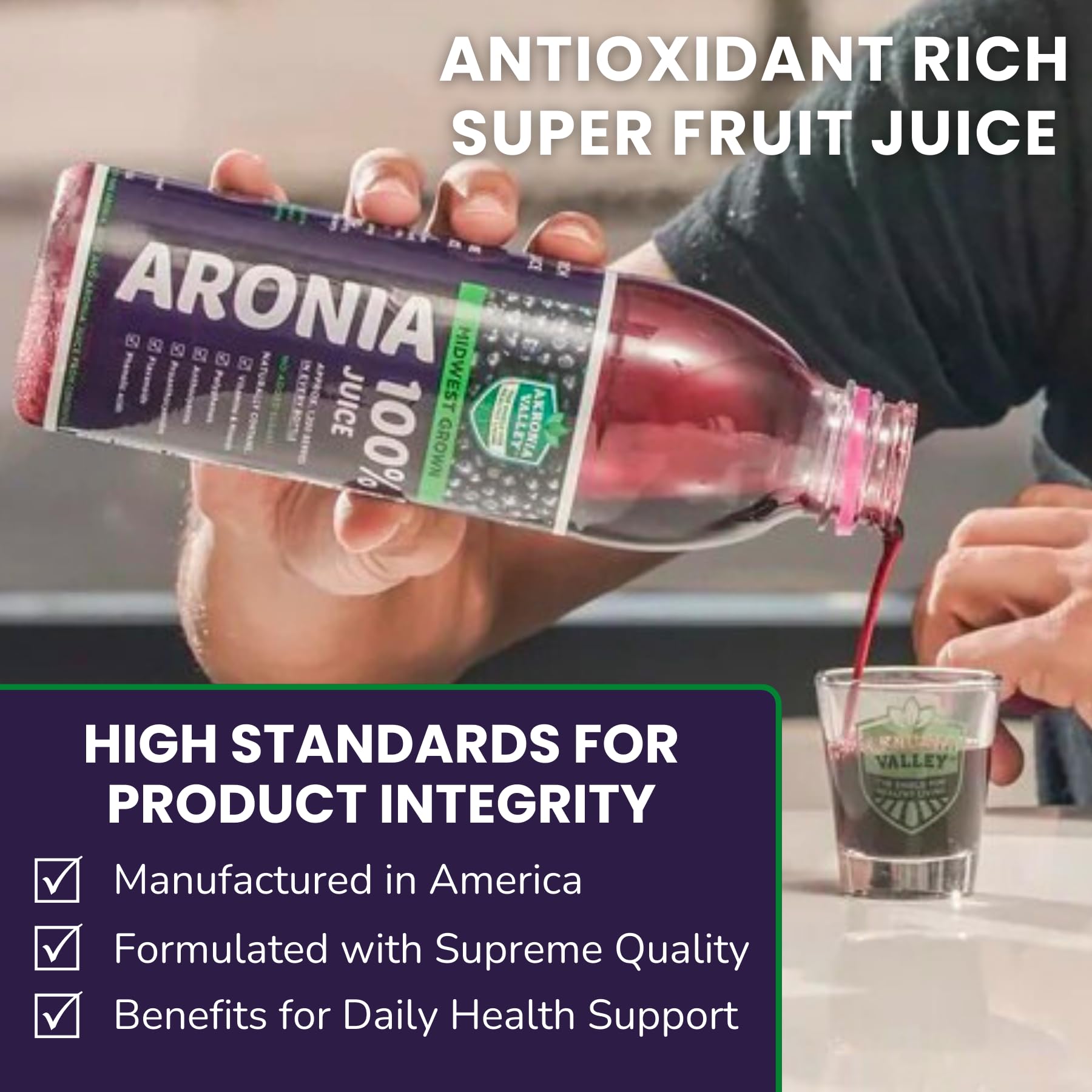 Zumo Akronia Valley Aronia: bebida sin conservantes artificiales.