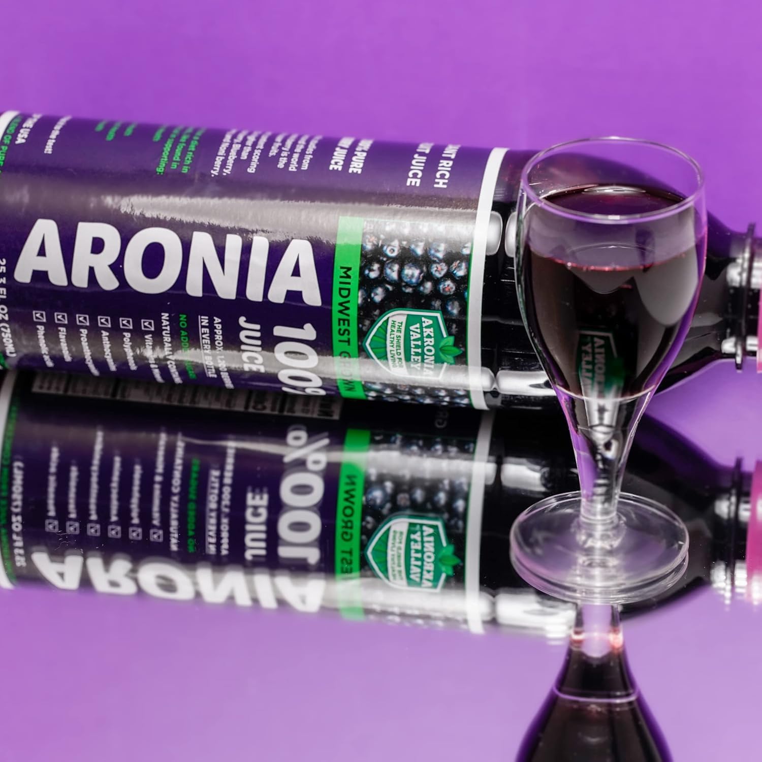 Zumo Akronia Valley Aronia: complemento diario para meriendas saludables.