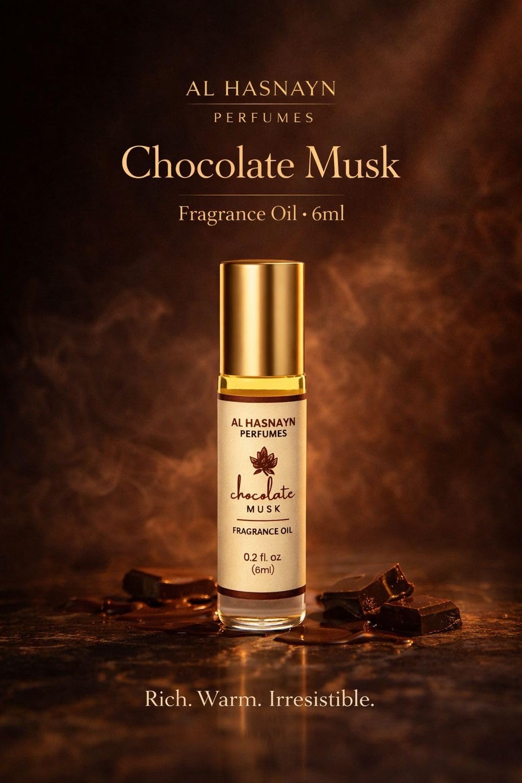 AL-HASNAYN Chocolate Almizcle Perfume Rodillo, adecuado como regalo elegante.
