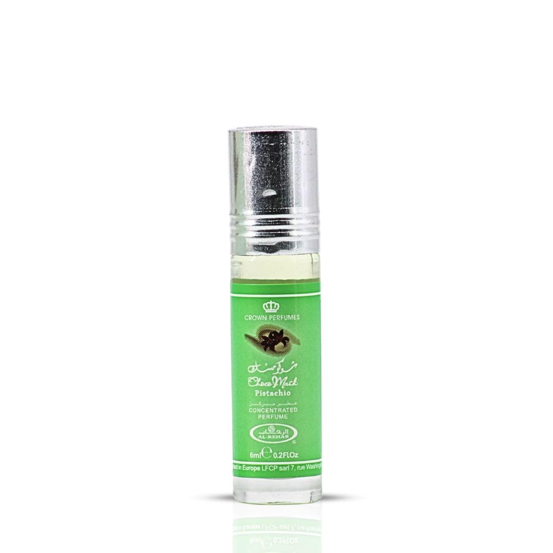 Al-Rehab Choco Musk Pistachio apertura con pistacho para una frescura cremosa