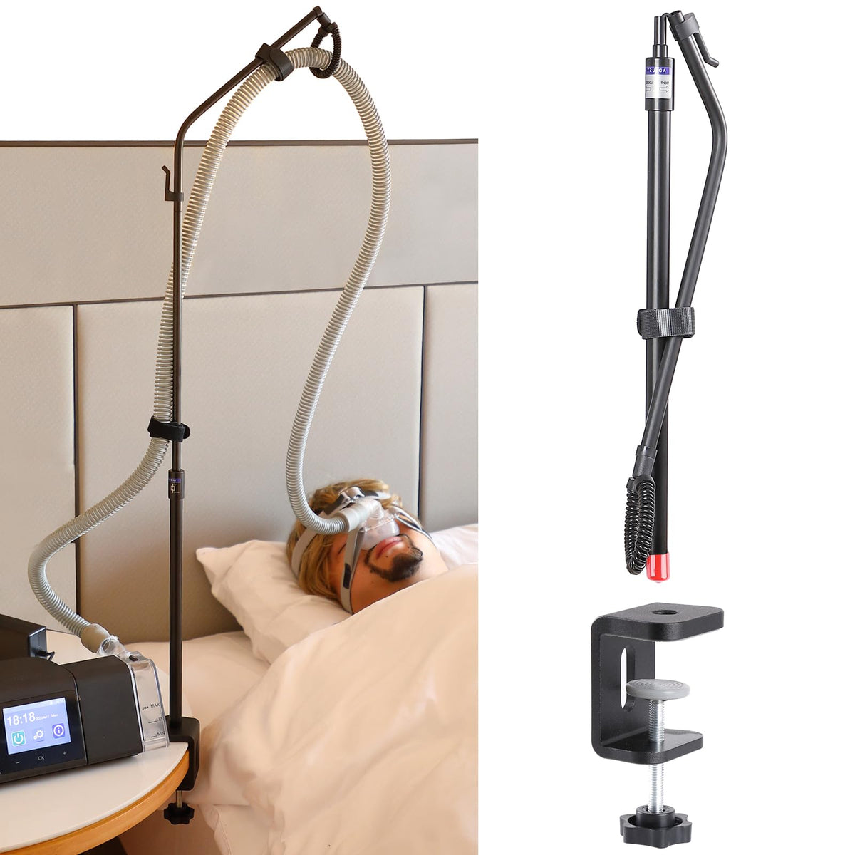 ALADUSA soporte CPAP con base de abrazadera para evitar enredos nocturnos