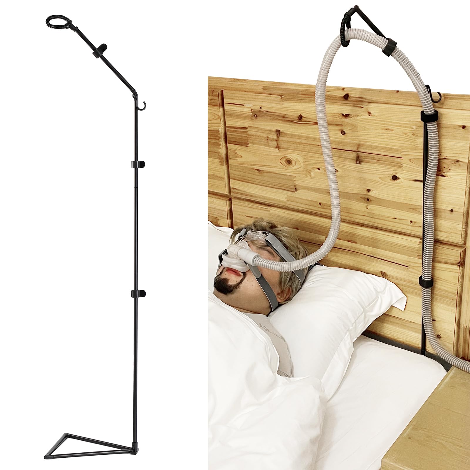 ALADUSA: soporte CPAP con base triangular estable para dormir cómodo.