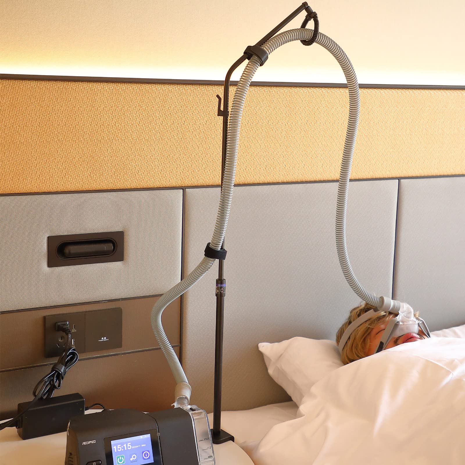 ALADUSA soporte CPAP para mesa de cabecera mantiene la manguera organizada