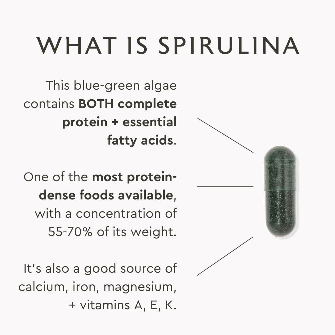 Etiqueta vegana y sin OGM de Alaya Naturals Spirulina.