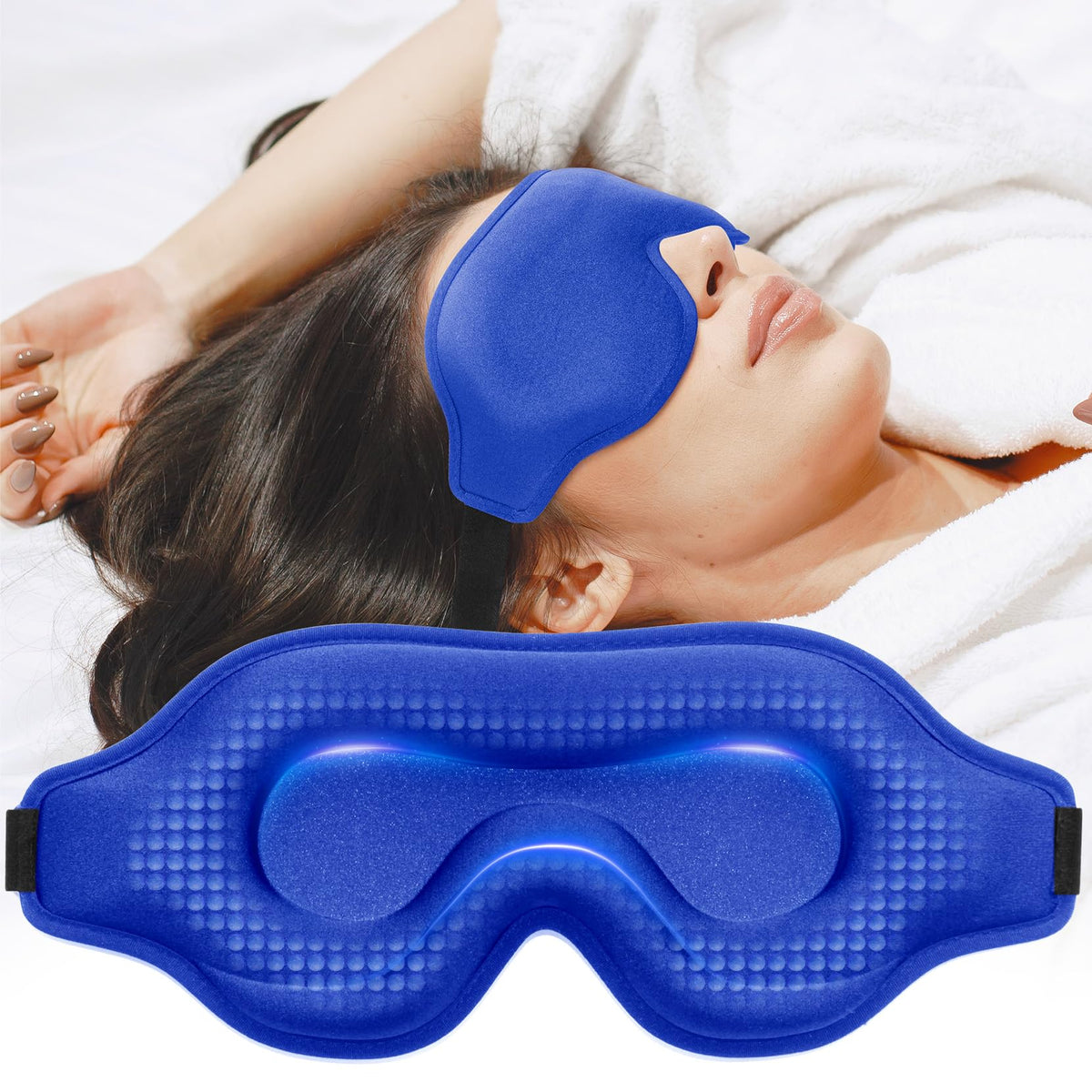 Mascarilla ocular ponderada de Albatross Health New England azul bloquea la luz para descanso profundo