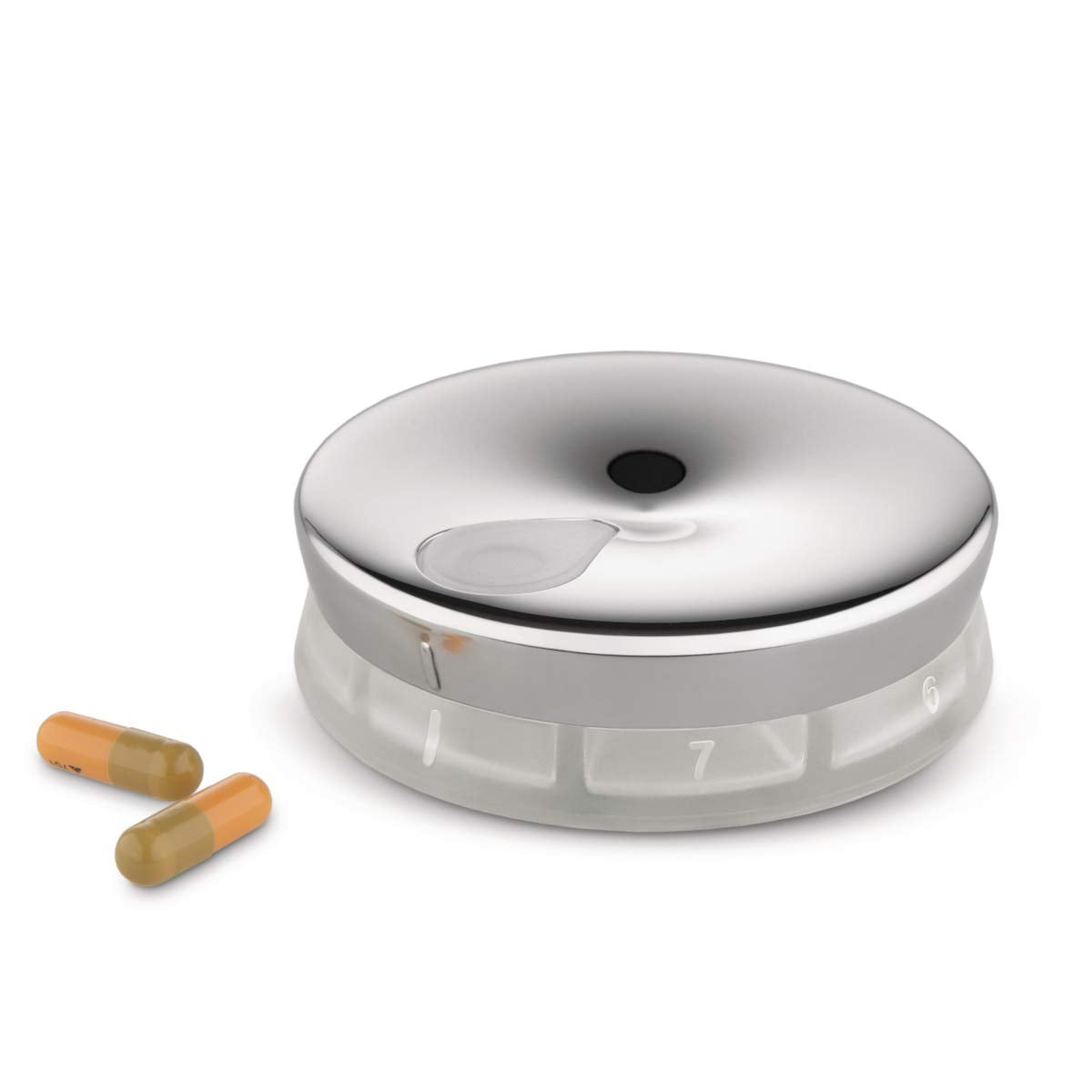 Alessi BM08 YoYo, bote de pastillas en acero 18-10 con acabado espejo para uso diario