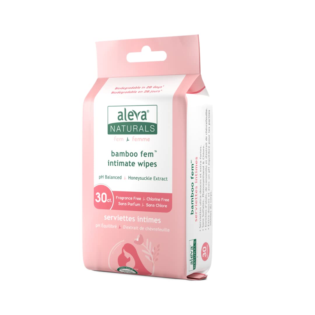 Toallitas de bambú Aleva Naturals, paquete práctico para cuidado diario íntimo