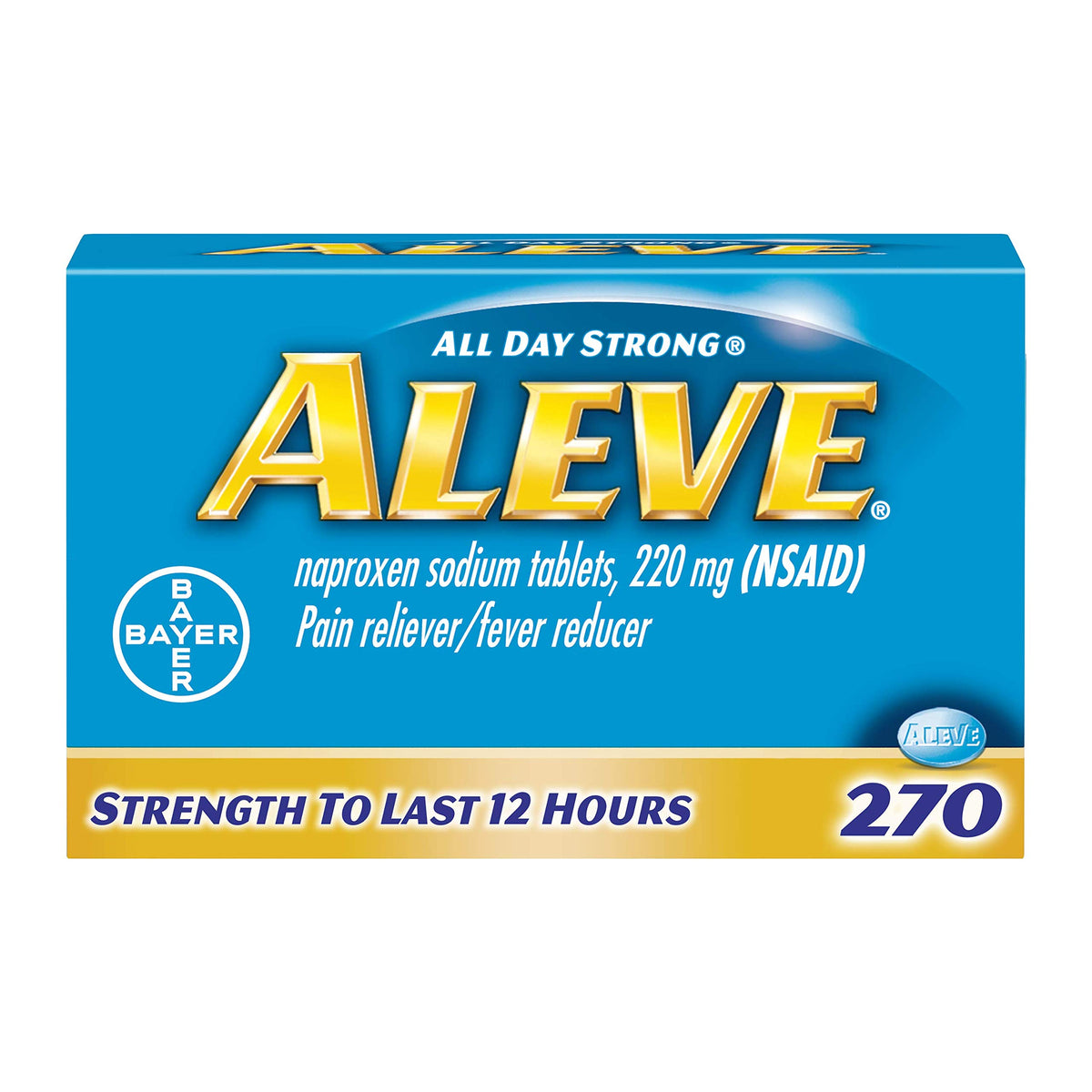 Aleve Caplets con naproxeno 220 mg, envase de 270 cápsulas para alivio temporal del dolor