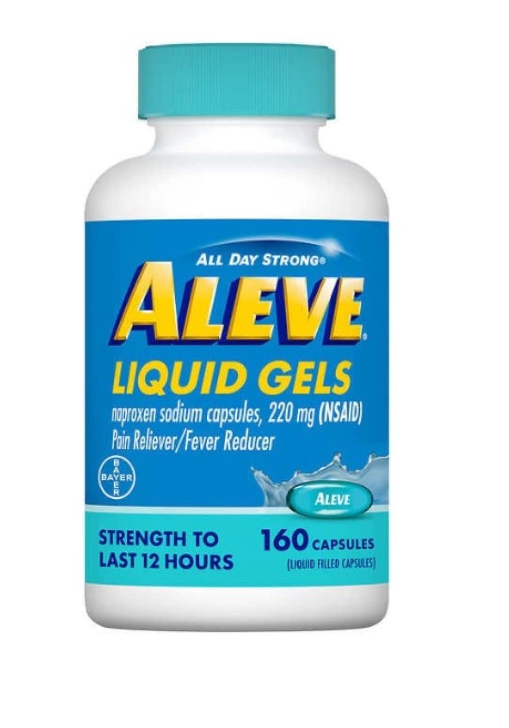 Aleve cápsulas 220 mg, diseño nuevo, alivio cómodo para dolor diario.