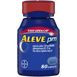 Aleve PM Caplets: botella en mano con apertura fácil para dormir mejor.