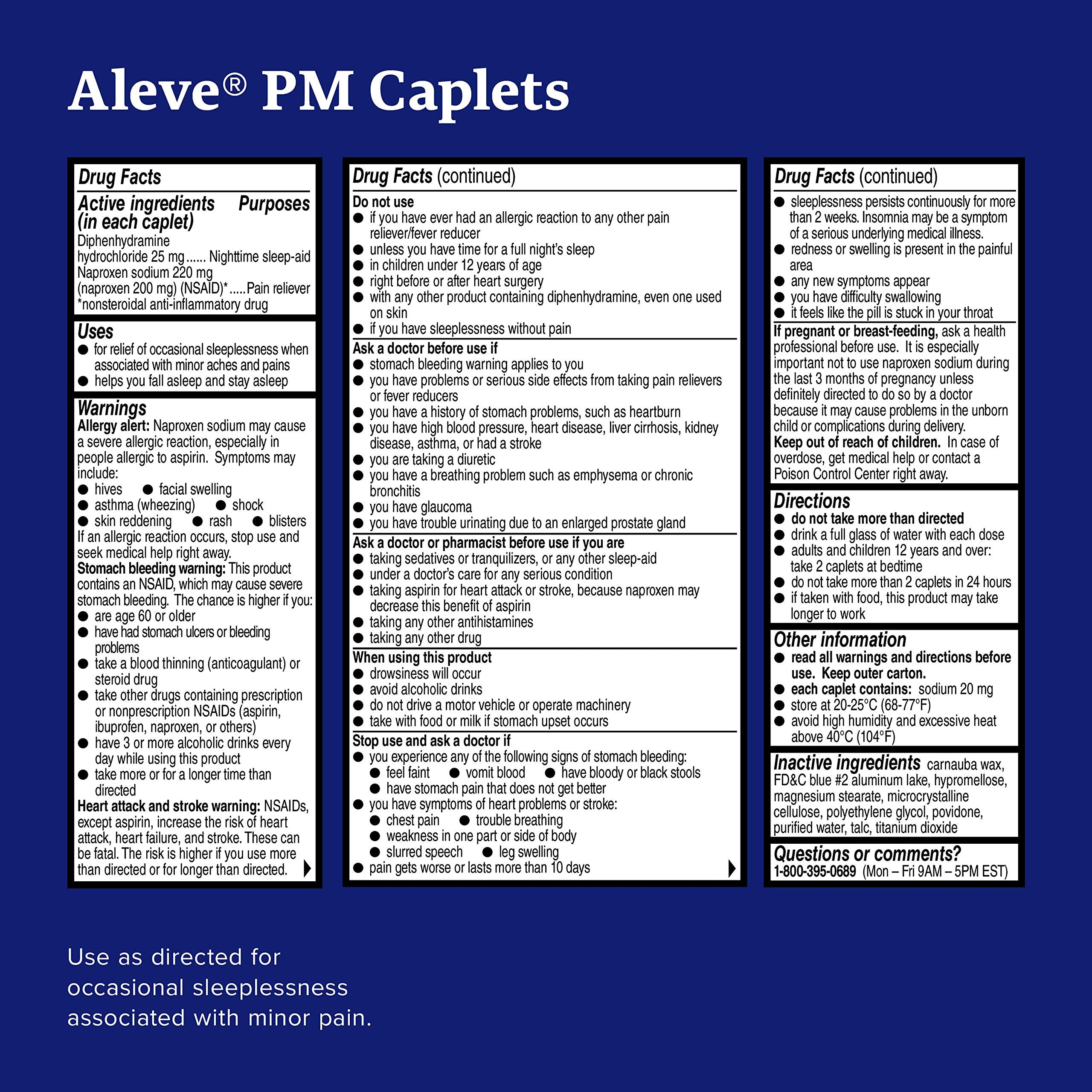 Aleve PM Caplets: tapa de apertura fácil facilita el uso nocturno.