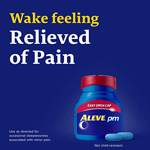 Aleve PM Caplets: diseño para uso nocturno en la mesa de noche.