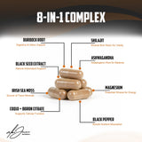 Ashwagandha en cápsulas de Alex Jones Naturals para equilibrio natural.