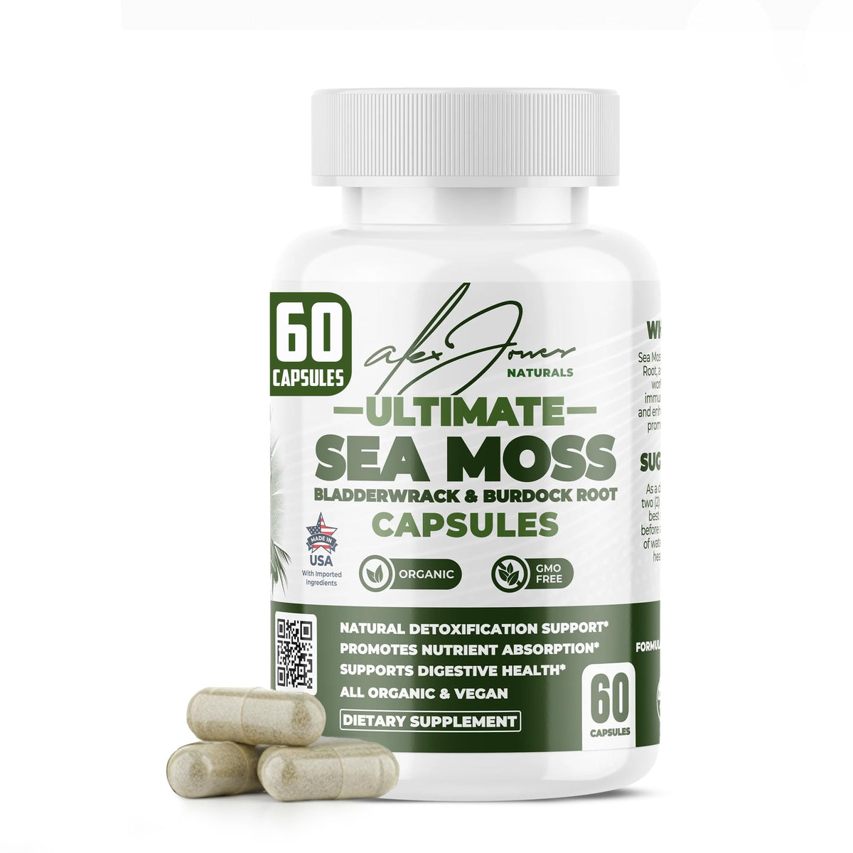 Alex Jones Naturals cápsulas de musgo de mar: energía diaria y bienestar