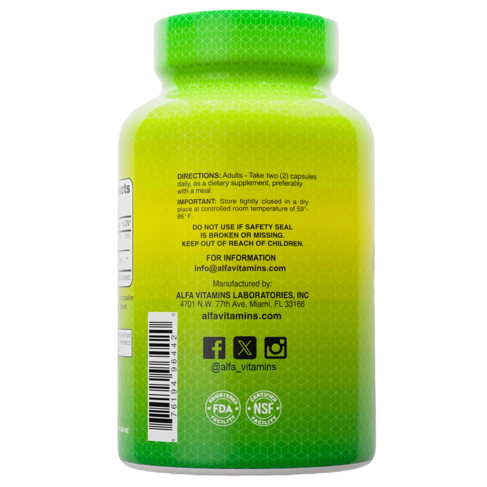 ALFA VITAMINS Moringa con B6, cápsulas para uso diario y conveniencia