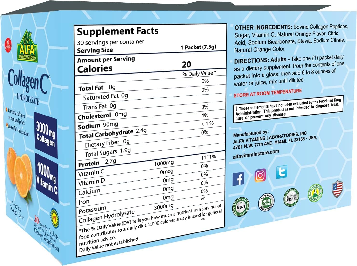 ALFA VITAMINS Vitamina C en sobre para absorción rápida