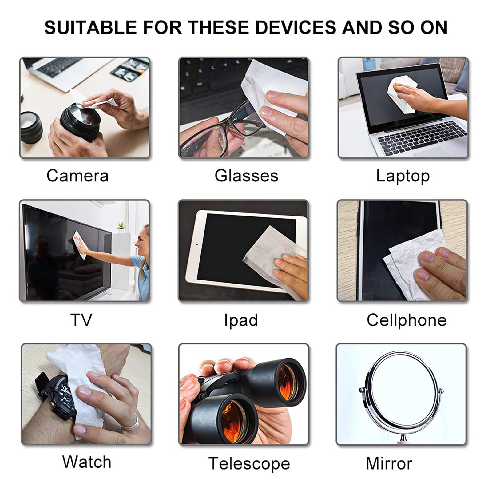 ALIBEISS toallitas para teléfonos inteligentes y tabletas, limpieza rápida y sin residuos.