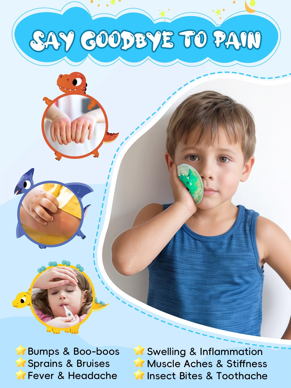 AlierGo dinosaurio triceratops: alivio suave para molestias infantiles