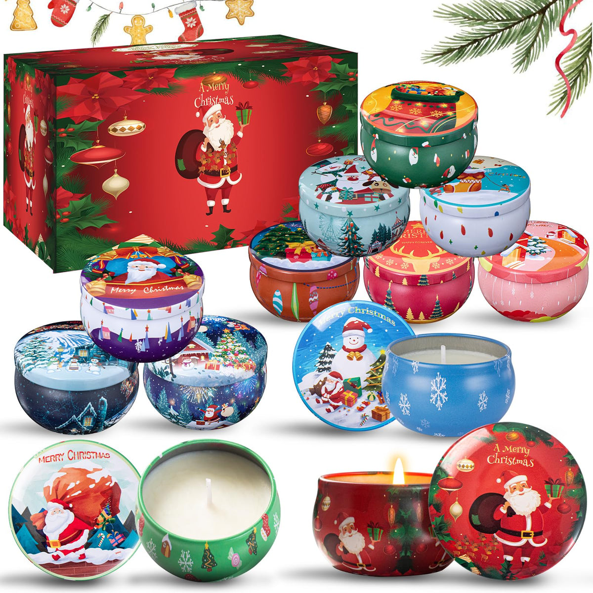 Vela Alikiai en empaque navideño lista para regalo y ambientación.