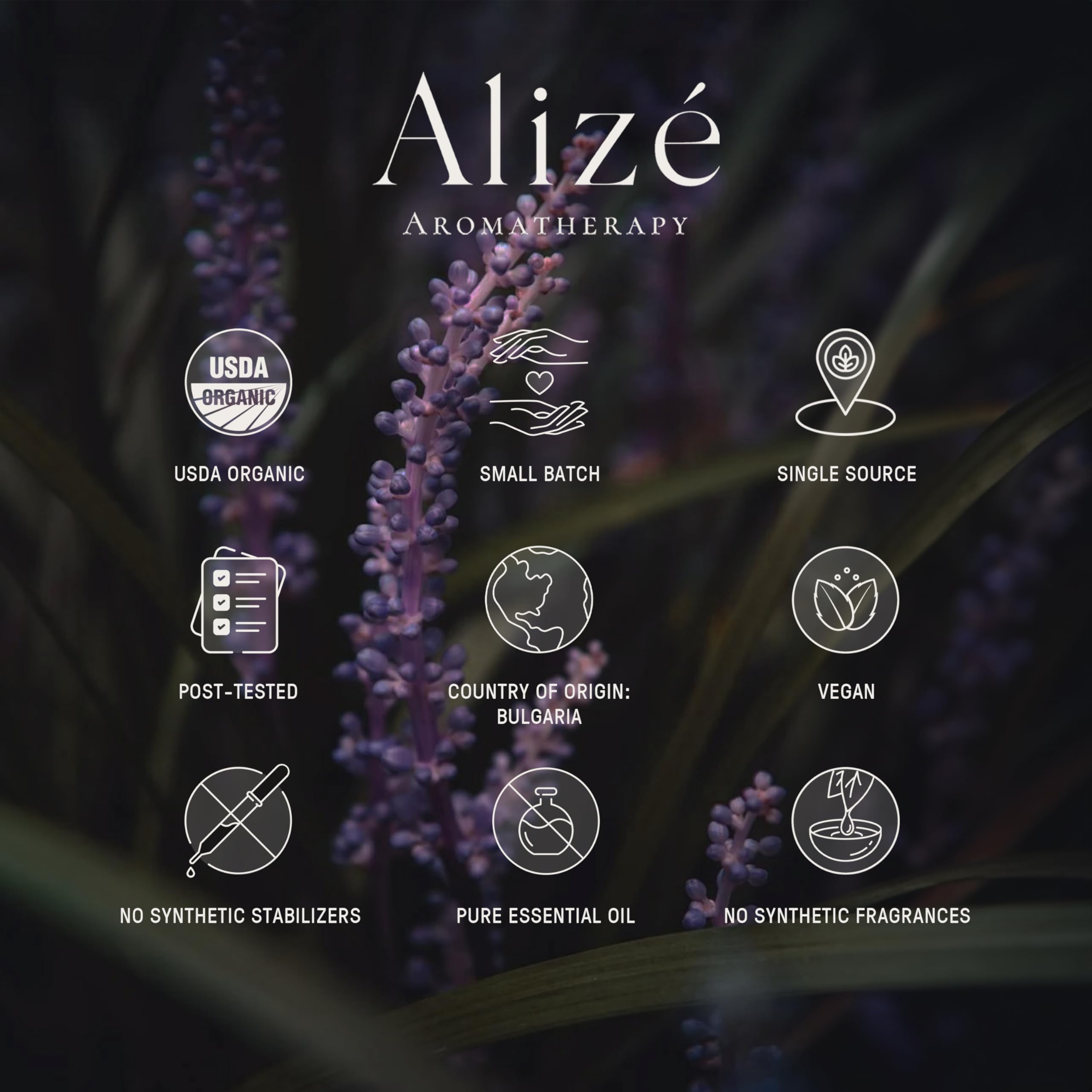 Aroma suave de lavanda para un ambiente relajante con Alizé Aromatherapy.