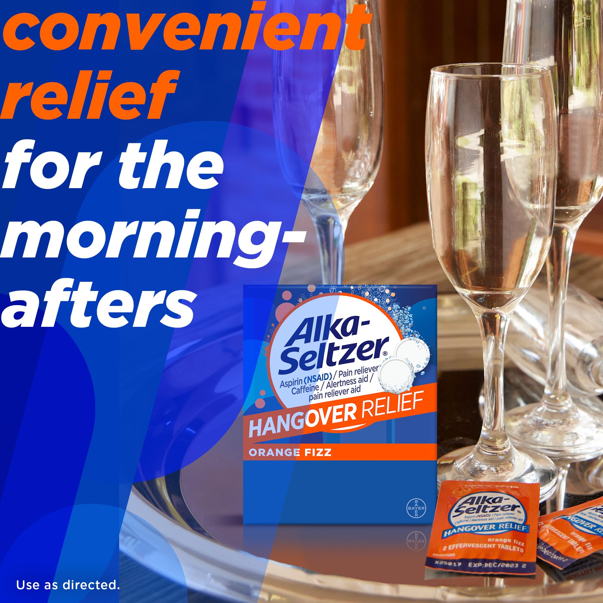 Boost de cafeína en Alka-Seltzer para mantenerte alerta tras fiesta.
