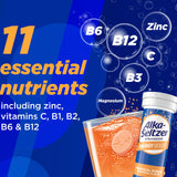 Alka-Seltzer Energía Potenciadora: etiqueta sin azúcar para consumo diario.