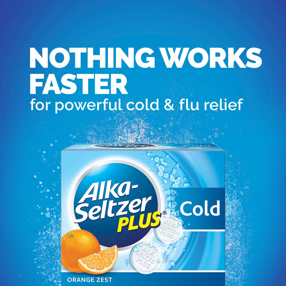 Alka-Seltzer Plus Naranja Zeste: empaque práctico para uso diario.