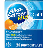 Alka-Seltzer Plus Naranja Zeste: tabletas efervescentes para alivio rápido.