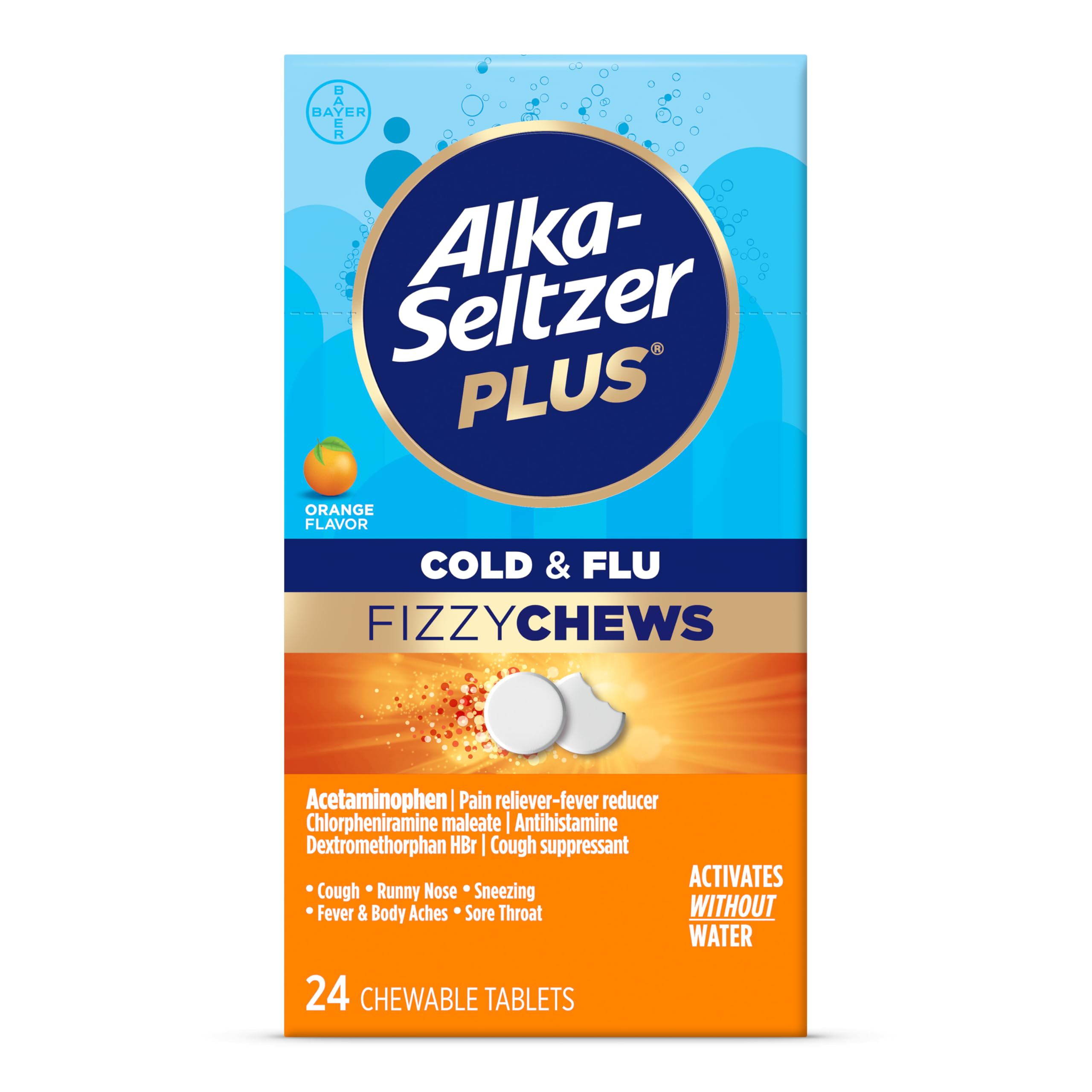 ALKA-SELTZER PLUS tabletas naranjas para alivio rápido de la congestión