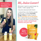 All About Juicing sobre con jengibre-curcuma-pina ideal para impulso de energía