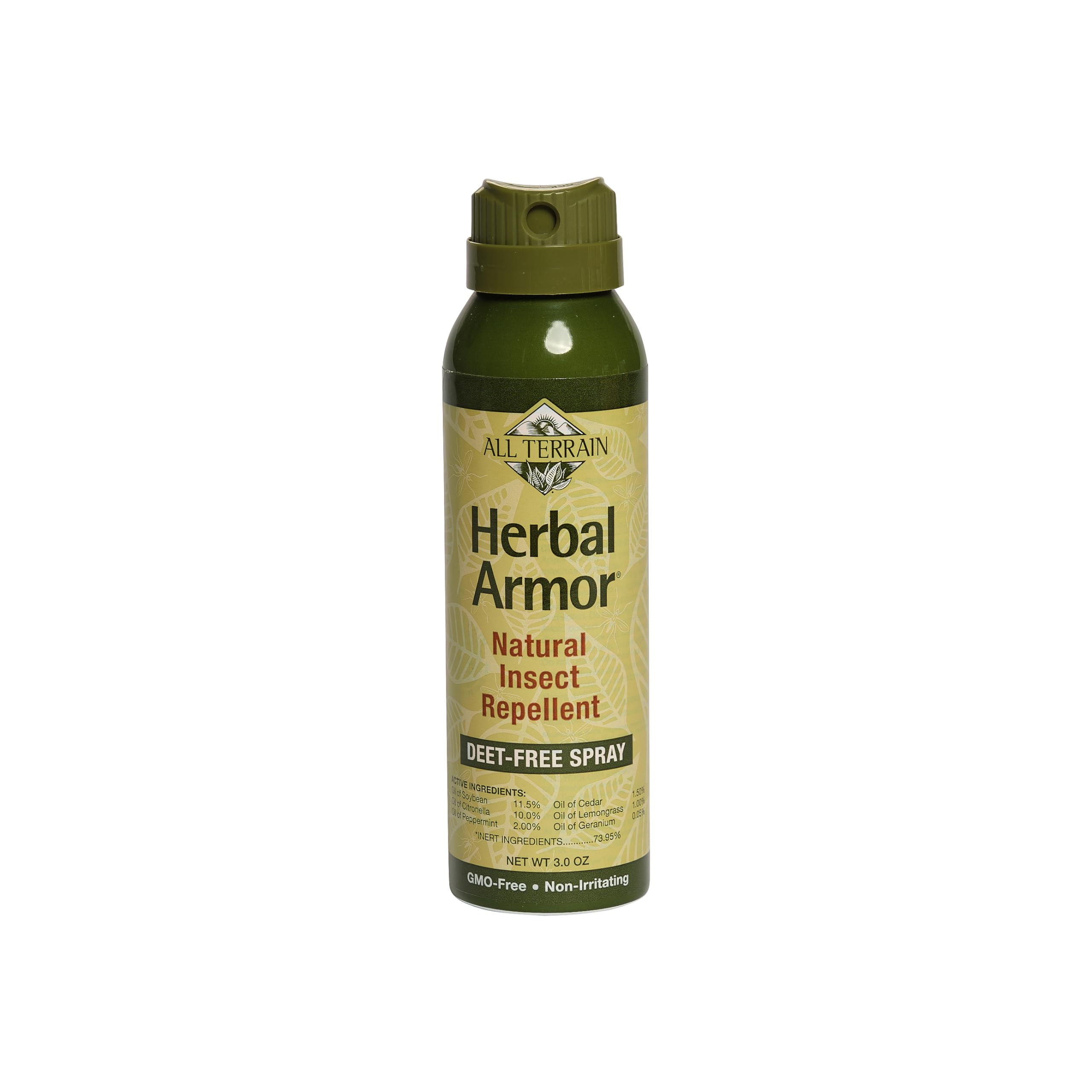 All Terrain Herbal Armor: botella en mano para protección natural al aire libre.