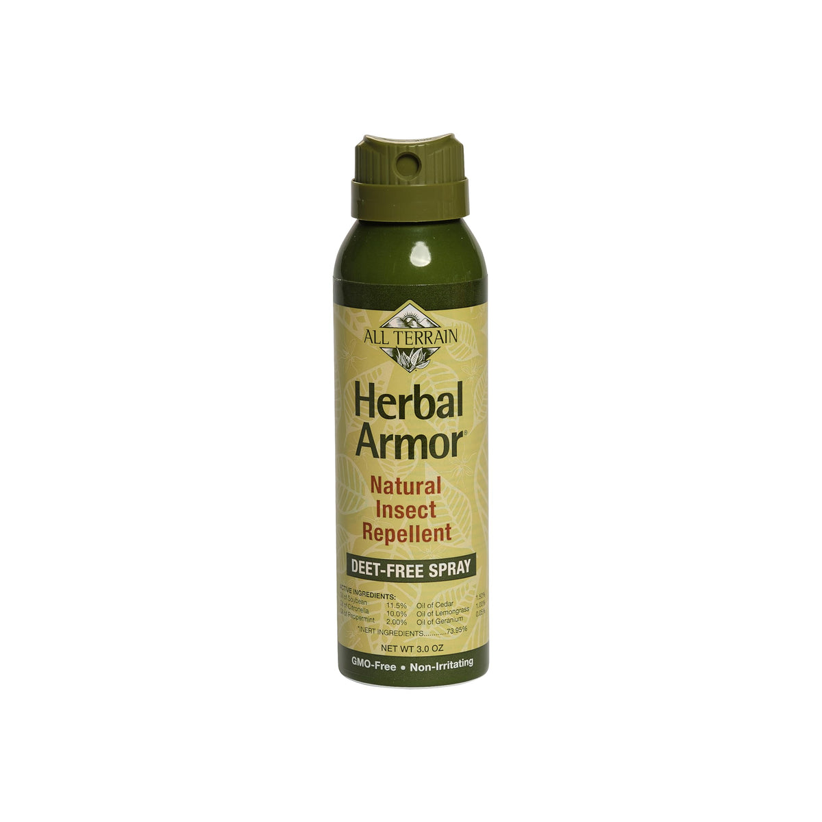 All Terrain Herbal Armor: botella en mano para protección natural al aire libre.