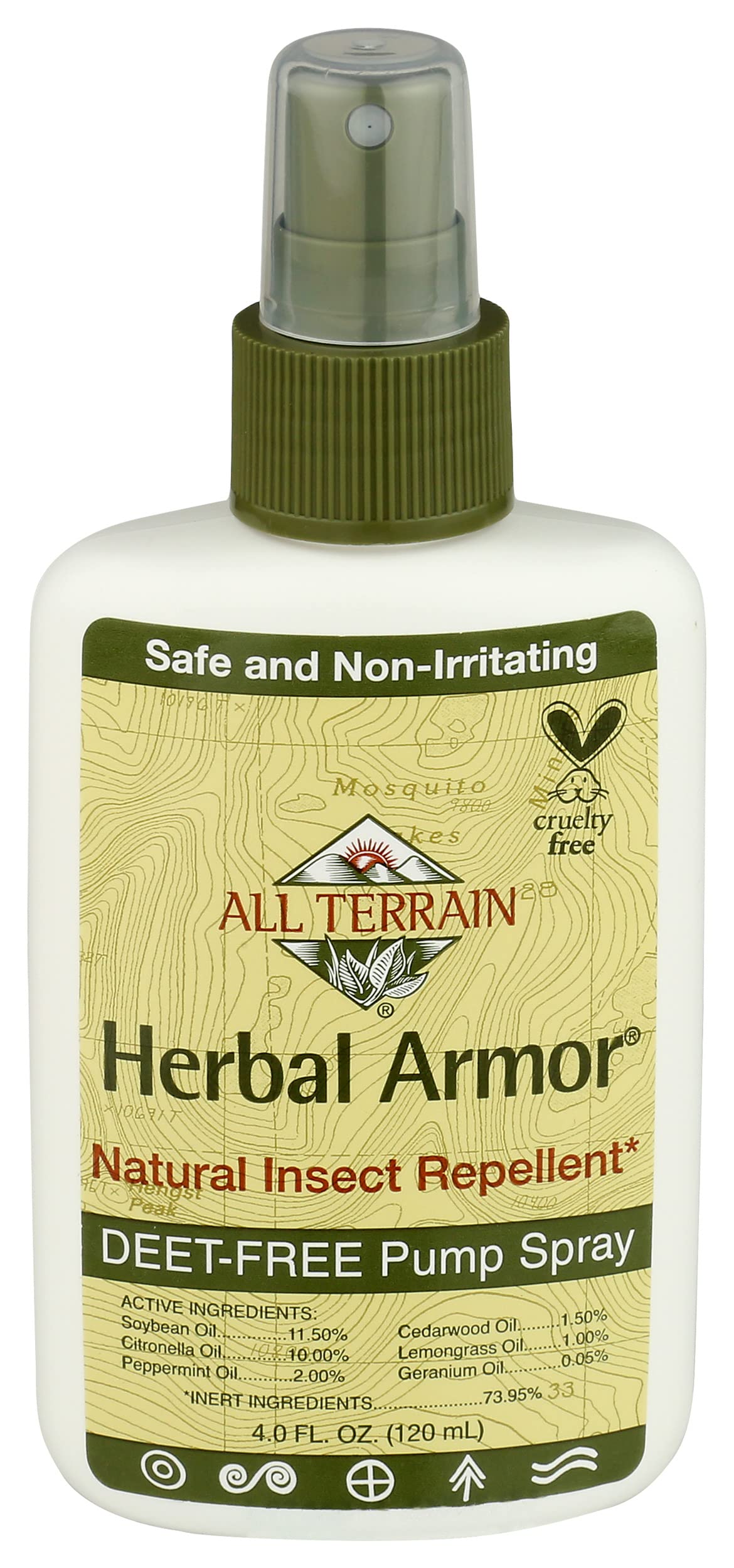 All Terrain Herbal Armor botella spray, protección natural para actividades al aire libre.