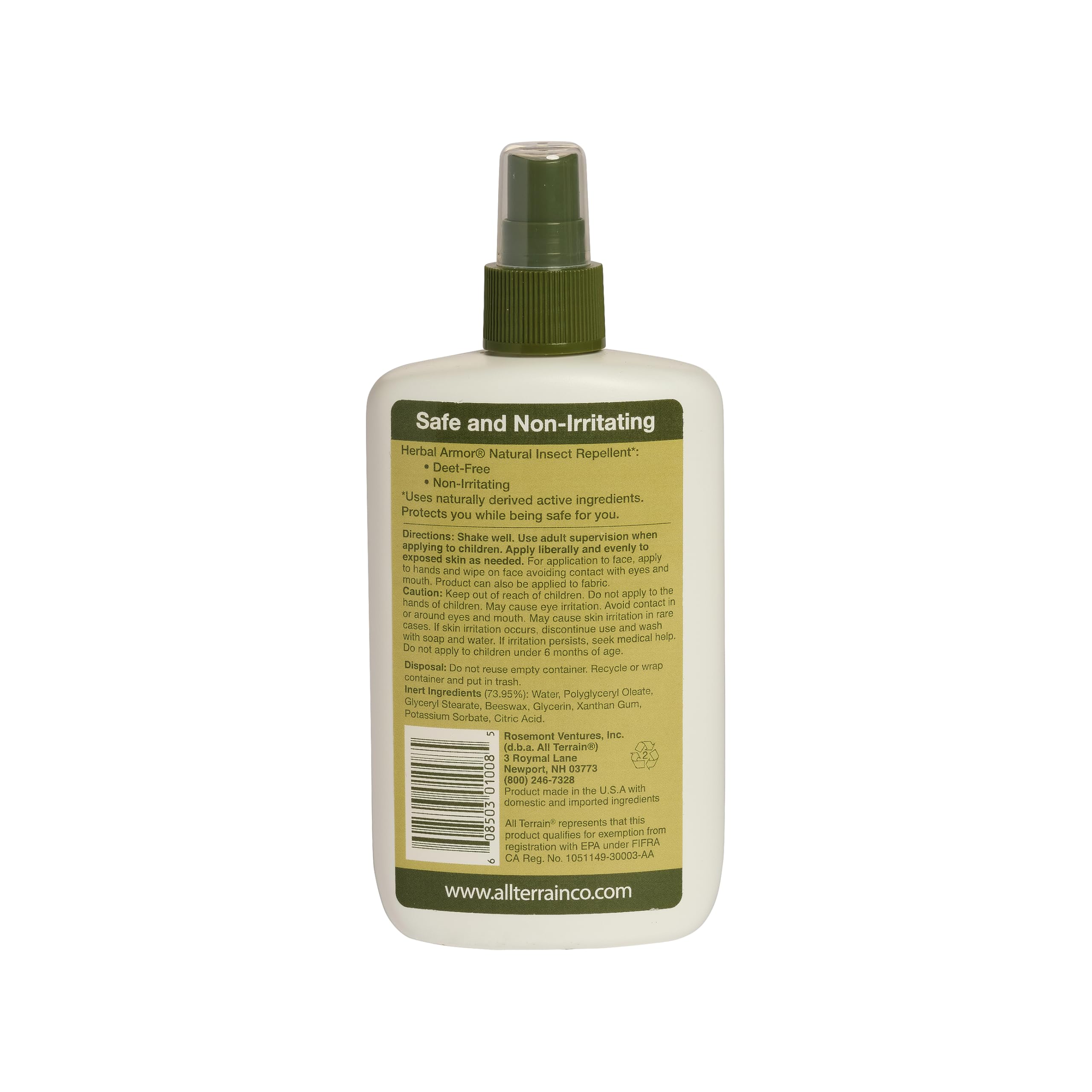 All Terrain Herbal Armor: spray-en-mano permite aplicación rápida durante actividades al aire libre.