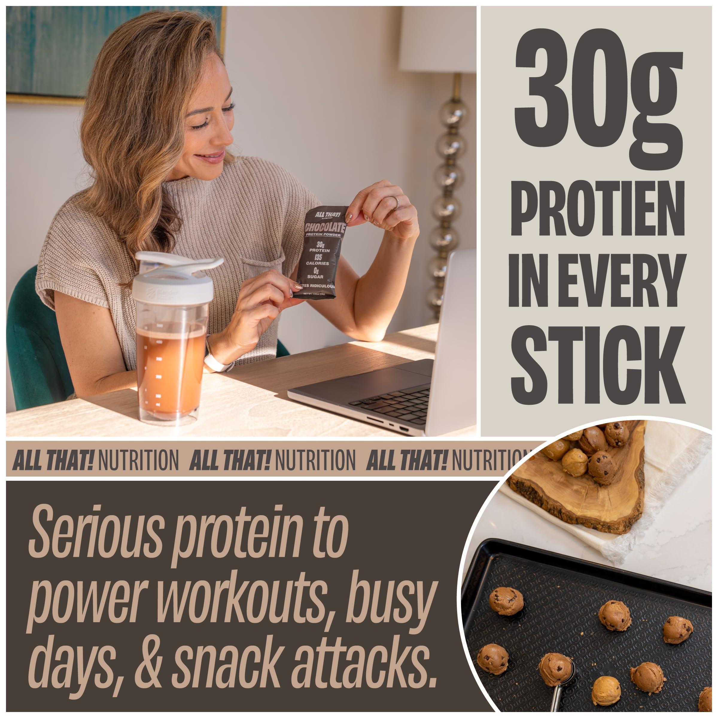 ALL THAT! NUTRITION proteína chocolate mantequilla de maní: sabor indulgente para merienda