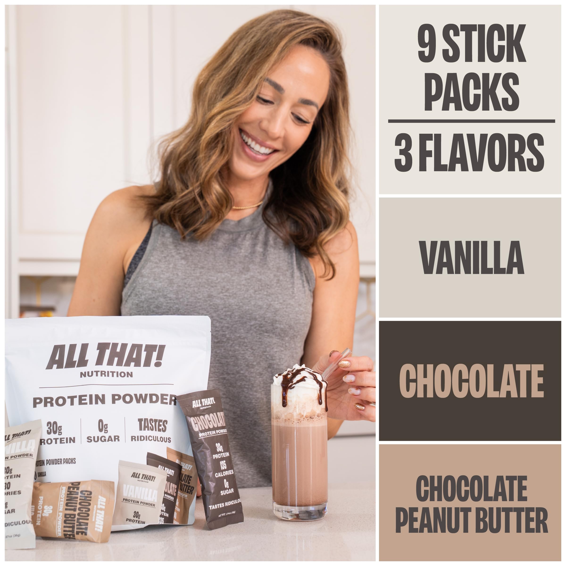 ALL THAT! NUTRITION paquetes proteína chocolate: recarga rápida tras entrenar